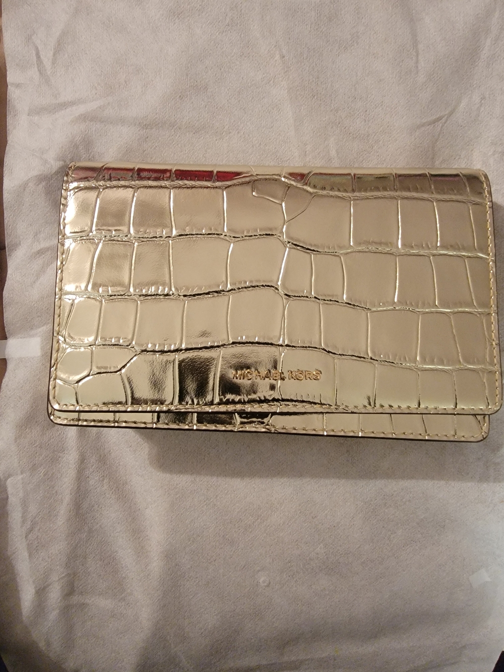 Michael Kors Gold Croc-Embossed Leather Wallet